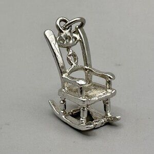 Rocking Chair Charm Pendant Vintage Patio Porch Relaxing 3D Sterling Silver